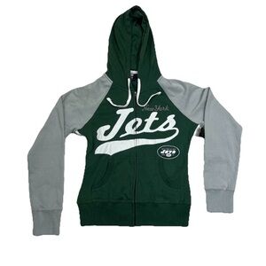 NY Jets Womens Zip Hoodie XL Green Gray NFL Team Apparel Cozy Full Zip NWT